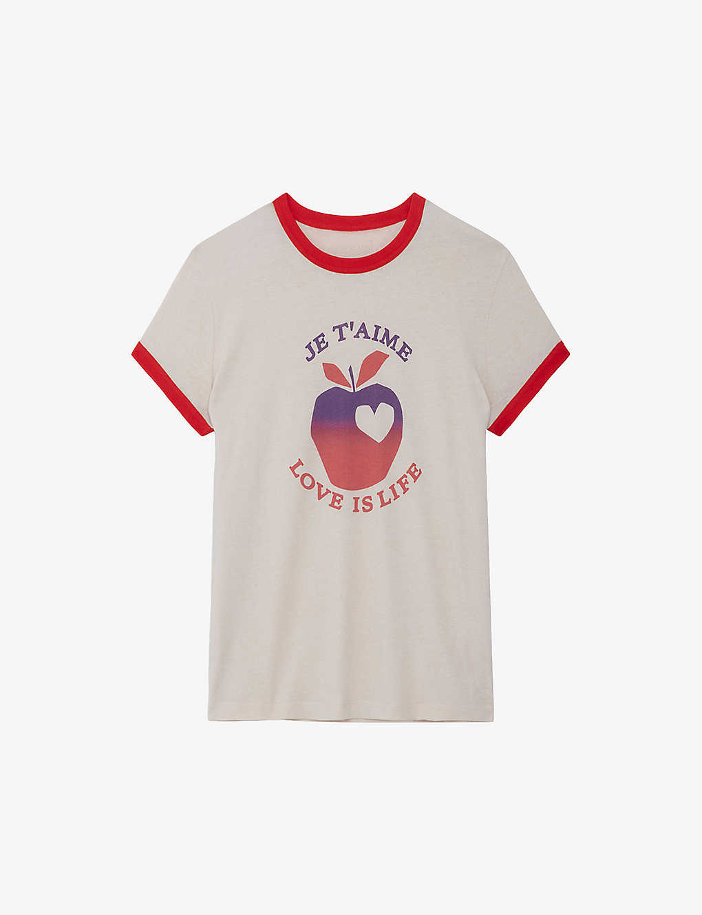 Zadig & Voltaire Zadig&voltaire Women's Petale Walk Love Is Life Logo Text-print Cotton T-shirt In Pink