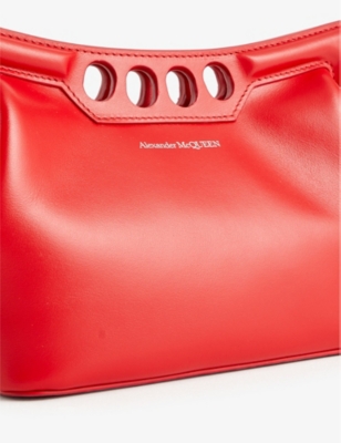 Shop Alexander Mcqueen Welsh Red The Peak Mini Leather Shoulder Bag