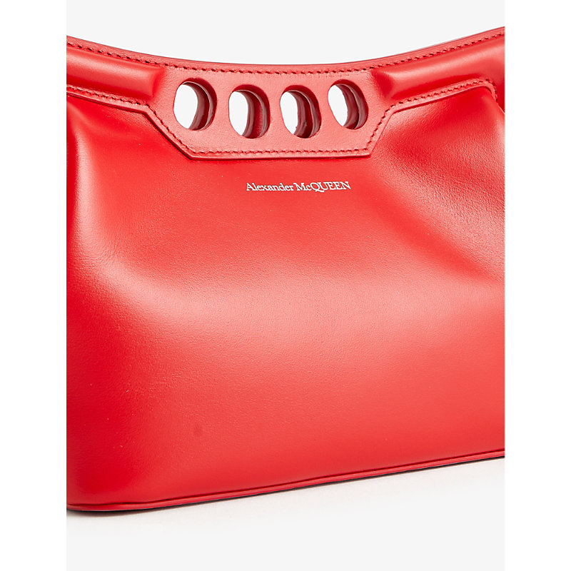 Shop Alexander Mcqueen Welsh Red The Peak Mini Leather Shoulder Bag