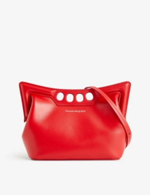 Alexander Mcqueen The Small Peak Leather Shoulder Bag In Welsh Red