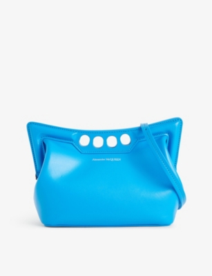 Shop Alexander Mcqueen The Peak Mini Leather Shoulder Bag In New Lapis Blu