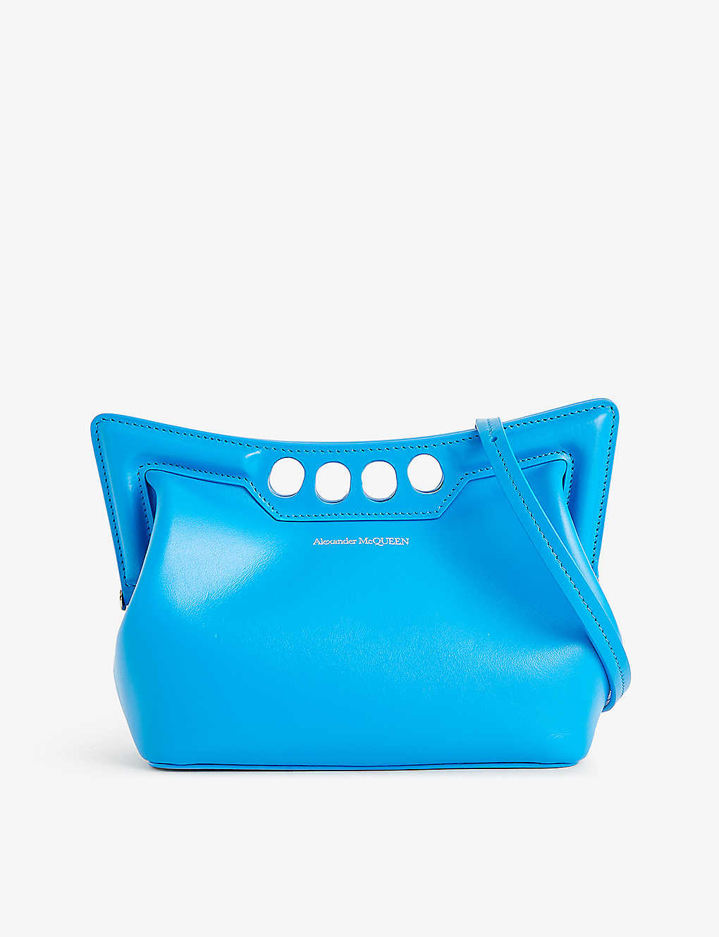 Shop Alexander Mcqueen The Peak Mini Leather Shoulder Bag In New Lapis Blu