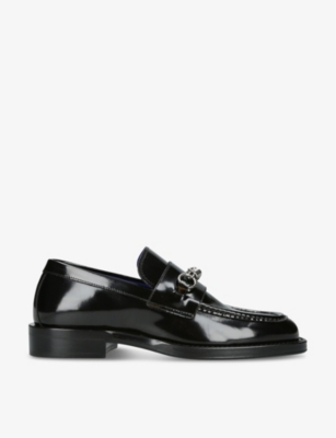 BURBERRY BURBERRY MEN'S BLACK BARBED WIRE-EMBELLISHED LEATHER LOAFERS