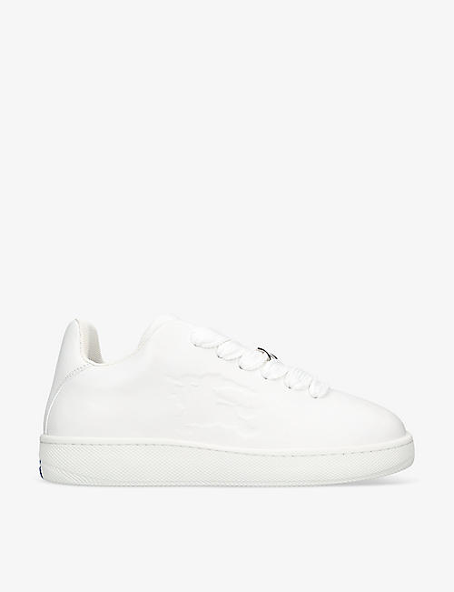 BURBERRY: Plaque-embellished leather low-top trainers