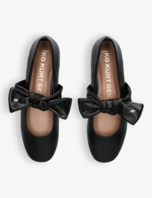 KG KURT GEIGER: Master bow-strap faux-leather ballet flats