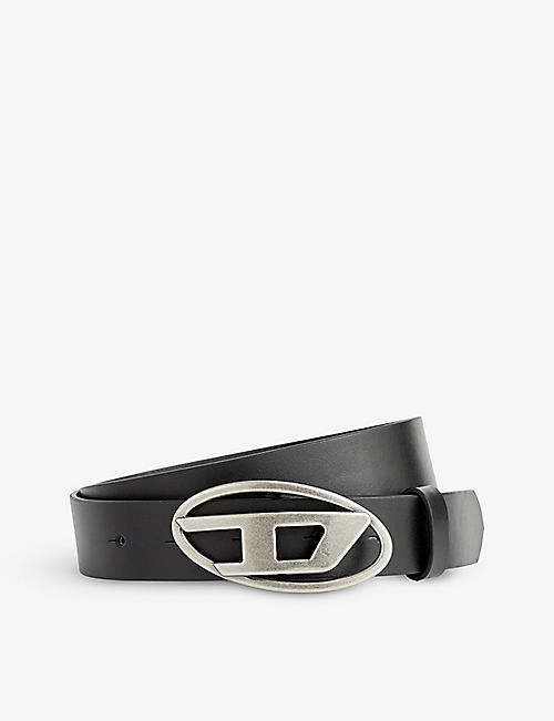 DIESEL: Logo-buckle leather belt