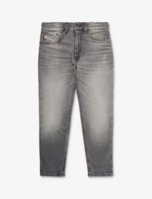 Shop Diesel Boys Denim Nero Kids Brand-patch Washed Tapered-leg Stretch-denim Jeans 6-16 Years