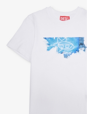 Shop Diesel Boys Bianco Kids Graphic-print Short-sleeve Cotton-jersey T-shirt 8-16 Years