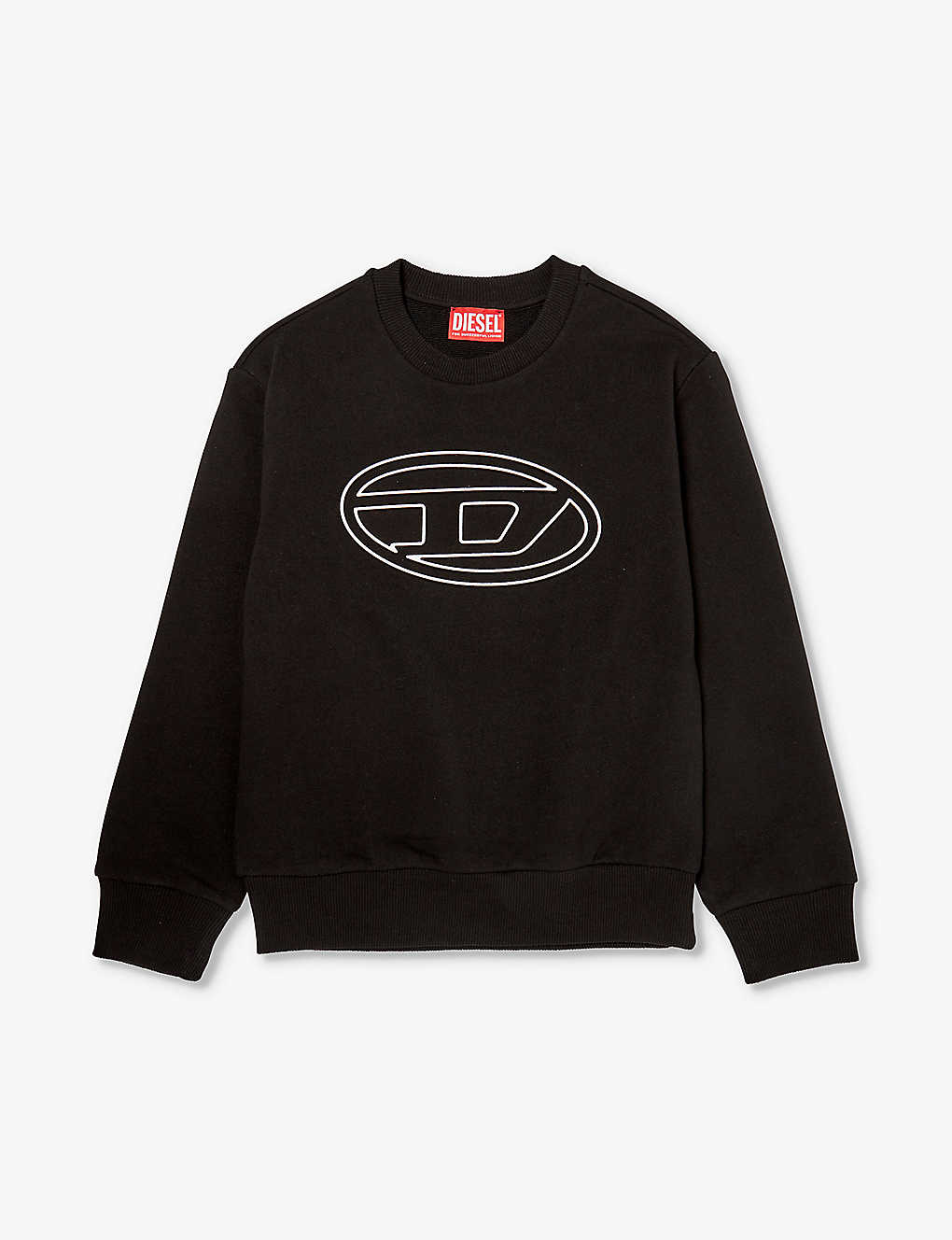 Shop Diesel Boys Nero Kids Logo-embossed Relaxed-fit Cotton-jersey Sweatshirt 6-16 Years In Black