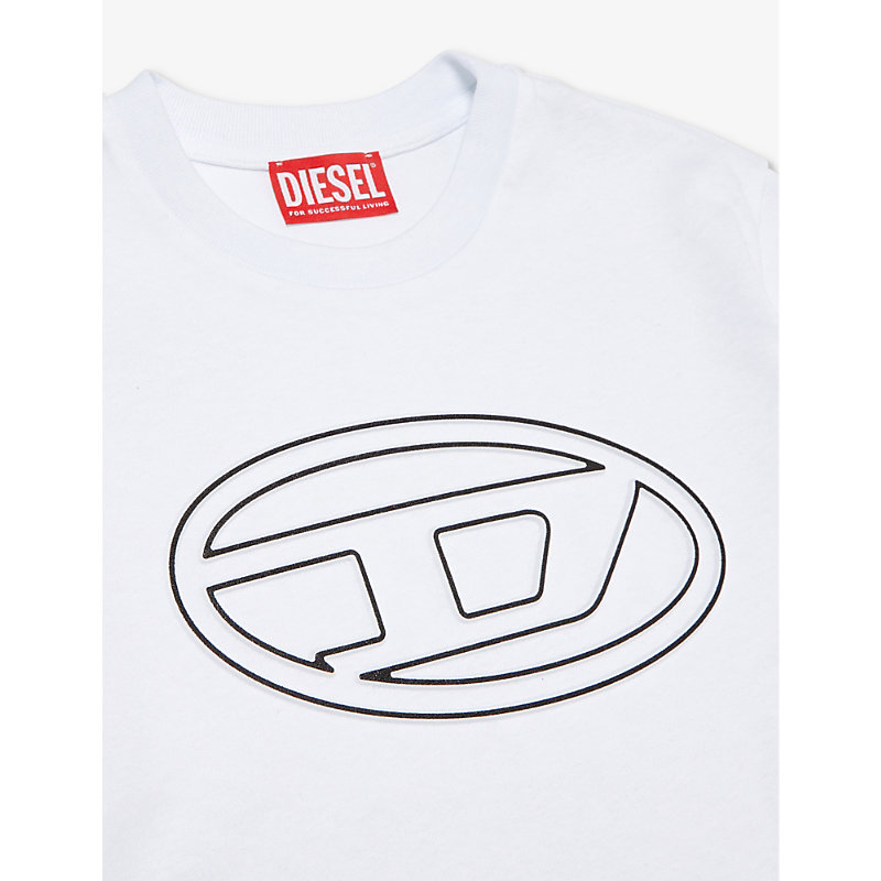 Shop Diesel Circle Logo-embossed Cotton-jersey T-shirt 6-16 Years In Bianco