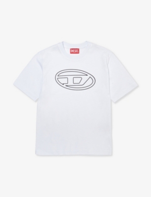 Diesel Boys Bianco Kids Circle Logo-embossed Cotton-jersey T-shirt 6-16 Years