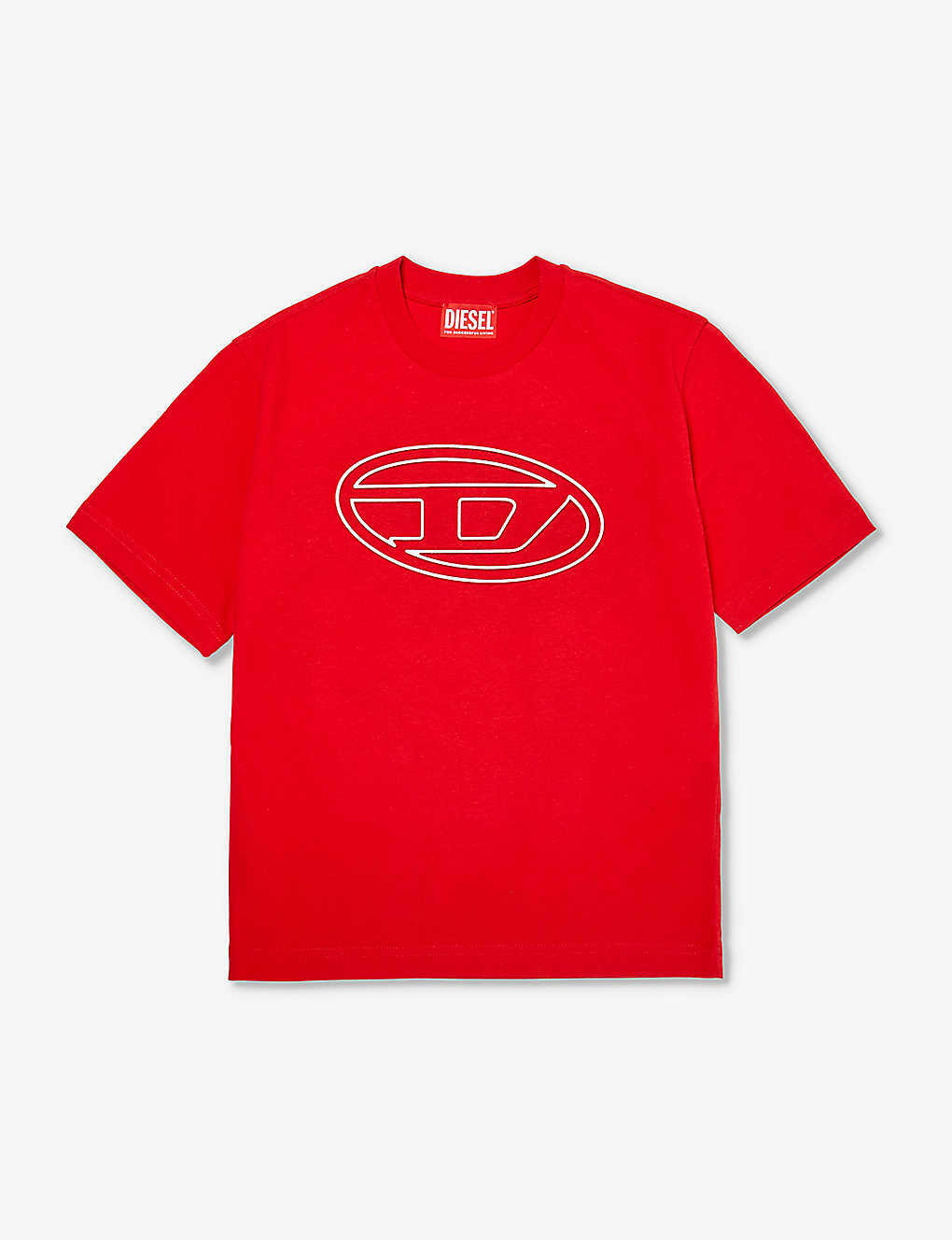 Diesel Boys New Red Kids Circle Logo-embossed Cotton-jersey T-shirt 6-16 Years