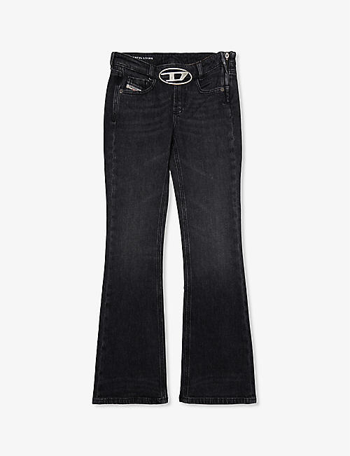 DIESEL: Brand-plaque flared-leg stretch-denim jeans 12-16 years