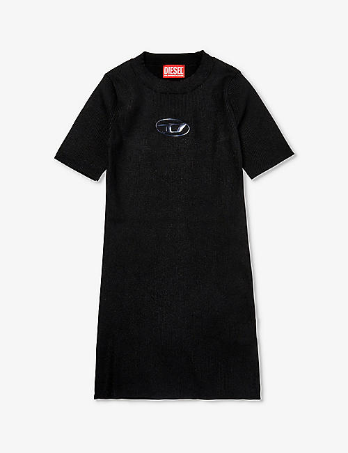 DIESEL: Circle logo-embossed knitted stretch cotton-blend dress 8-16 years