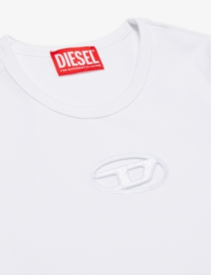 DIESEL: Cut-out logo-embroidery stretch cotton-jersey T-shirt 8-16 years