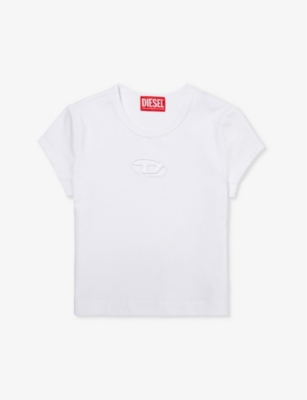 DIESEL: Cut-out logo-embroidery stretch cotton-jersey T-shirt 8-16 years