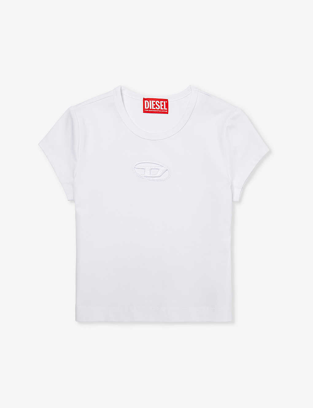 Diesel Girls Bianco Kids Cut-out Logo-embroidery Stretch Cotton-jersey T-shirt 8-16 Years In White