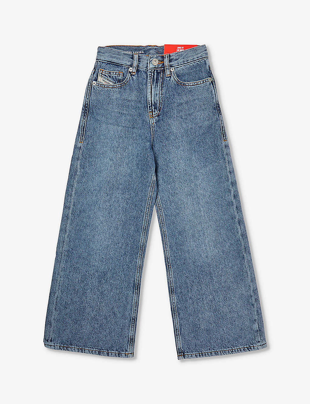 Diesel Girls Blue Kids Baggy Straight-leg Cotton Jeans 6-16 Years