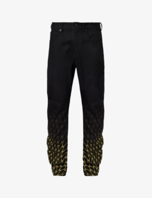 Shop Kusikohc Men's Black Chain-print Regular-fit Curved-leg Jeans