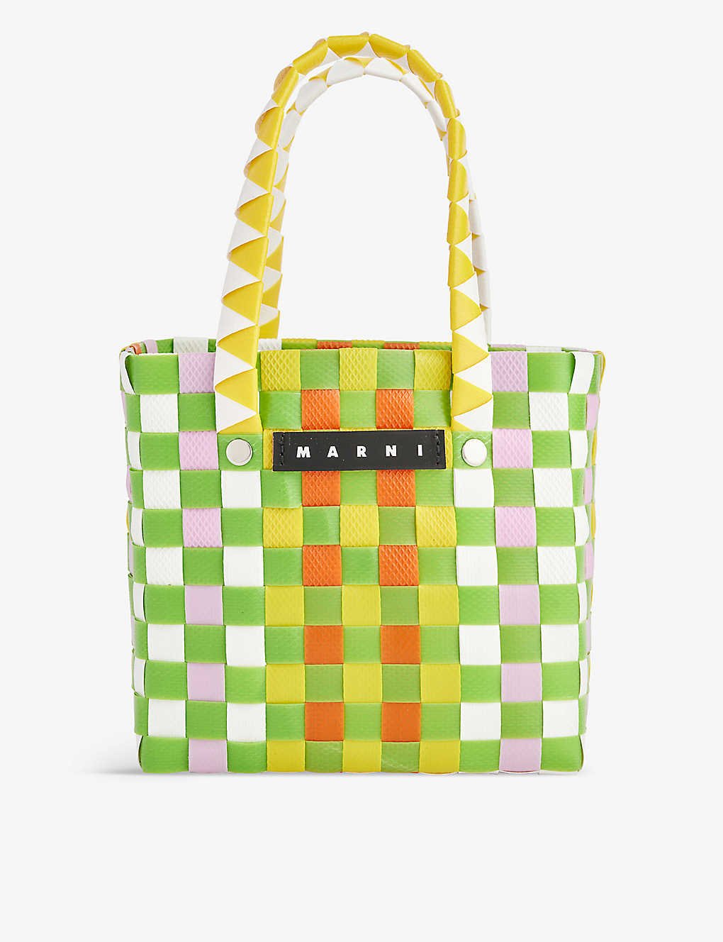 Shop Marni Girls Green Leaf Kids' Micro Woven Basket Bag