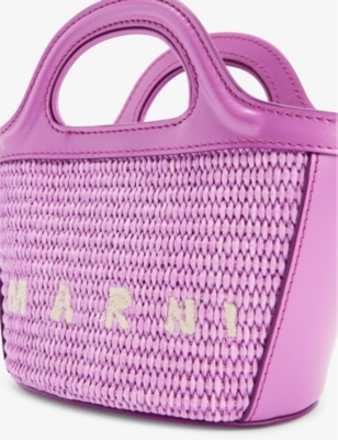 Shop Marni Girls Light Lila Kids' Tropicalia Micro Woven Cross-body Bag