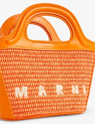 Shop Marni Girls Carrot Kids Tropicalia Micro Woven Cross-body Bag
