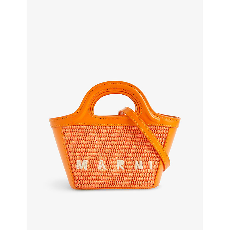 Shop Marni Girls Carrot Kids Tropicalia Micro Woven Cross-body Bag