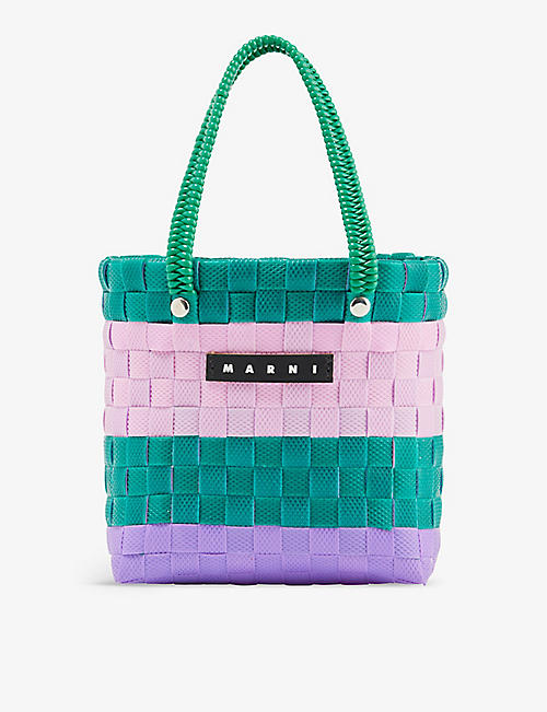 MARNI: Kid's Sunday Morning brand-patch woven tote bag