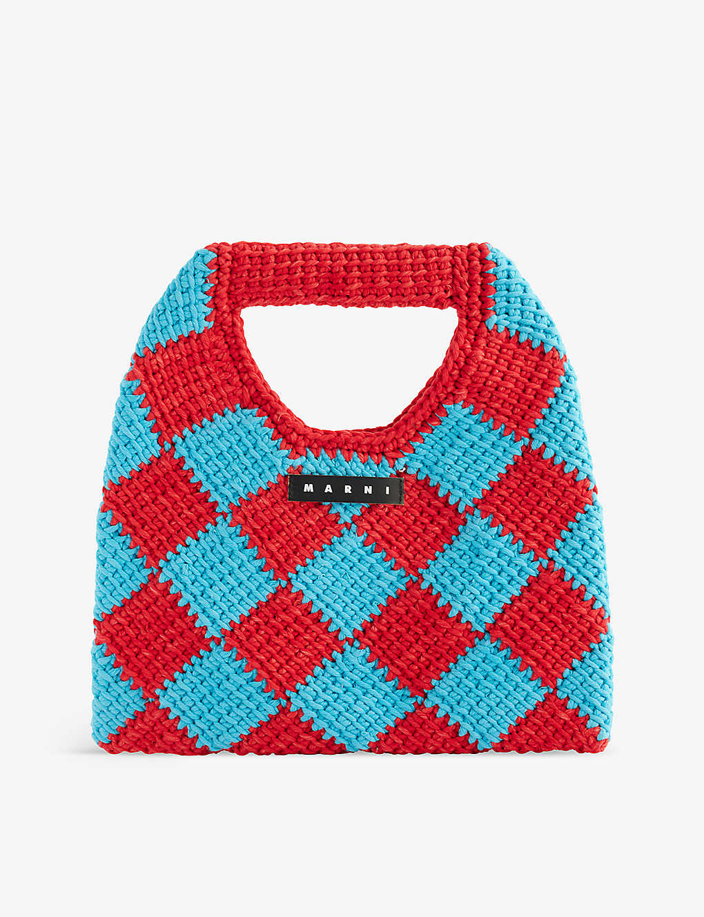 Marni Girls Fiery Red Kids Brand-patch Crochet-knit Knitted Top-handle Bag