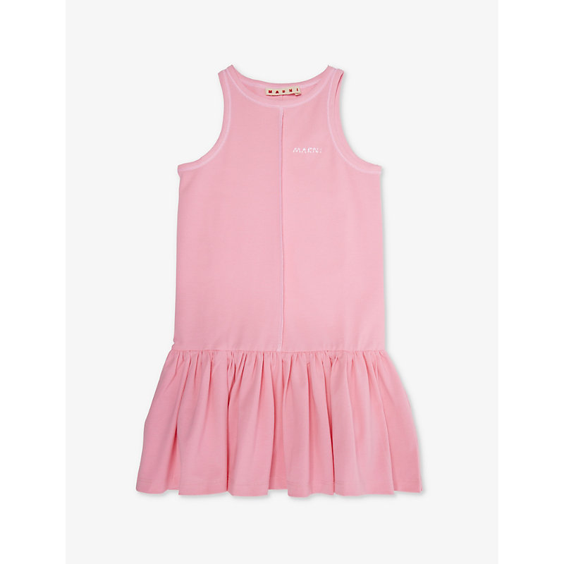 Shop Marni Girls Light Candy Pink Kids Brand-embroidered Sleeveless Stretch-cotton Dress 6-12 Years