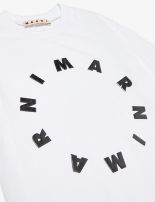 Shop Marni Girls White Kids Logo Text-print Cotton-jersey T-shirt 6-`4 Years