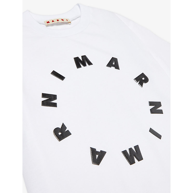 Shop Marni Girls White Kids Logo Text-print Cotton-jersey T-shirt 6-`4 Years