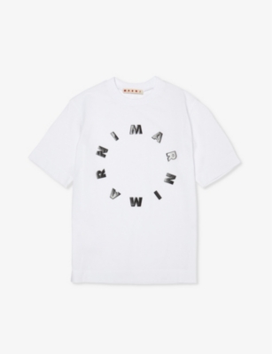 Marni Girls White Kids Logo Text-print Cotton-jersey T-shirt 6-`4 Years