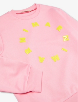 Shop Marni Girls Light Candy Pink Kids Logo Text-print Cotton-jersey Sweatshirt 6-14 Years