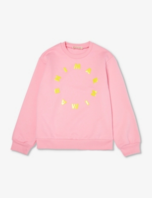 Marni Girls Light Candy Pink Kids Logo Text-print Cotton-jersey Sweatshirt 6-14 Years