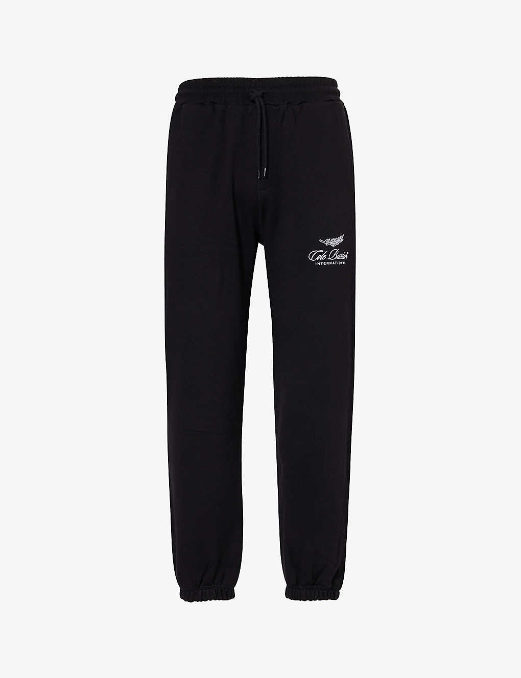 Cole Buxton Mens Black Cb International Brand-embroidered Cotton-jersey Jogging Bottoms