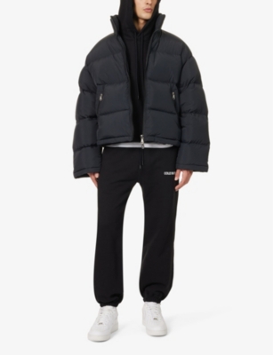 Shop Cole Buxton Cropped Boxy-fit Shell-down Puffer Jacket In Black