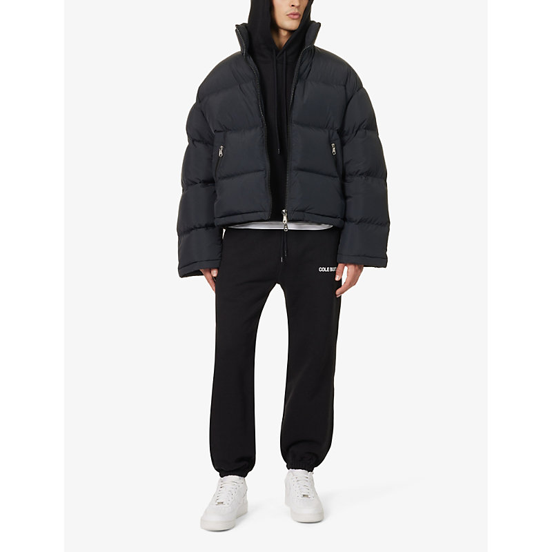 Shop Cole Buxton Cropped Boxy-fit Shell-down Puffer Jacket In Black
