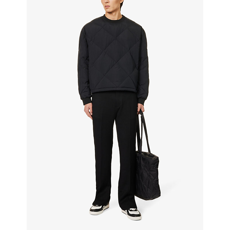 Shop Cole Buxton Quilted Crewneck Shell-down In Black