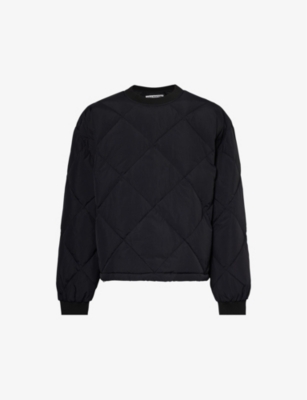 Cole Buxton Mens Black Quilted Crewneck Shell-down Sweatshirt