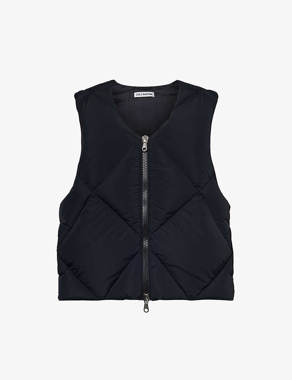 Cole Buxton Mens Black Quilted V-neck Shell-down Gilet