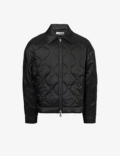 COLE BUXTON: Quilted spread-collar shell-down overshirt