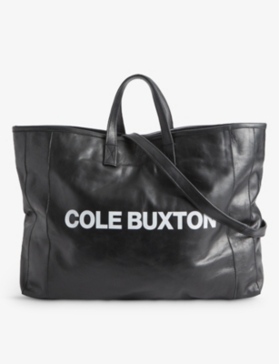 Cole Buxton Brand-print Leather Tote Bag In Black