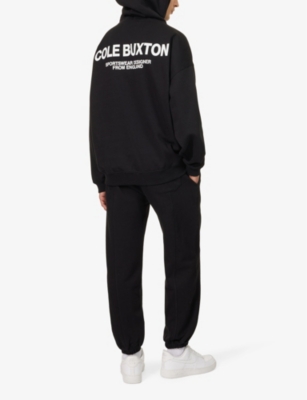 Shop Cole Buxton Men's Black Cb Sportswear Logo-print Relaxed-fit Cotton-jersey Hoody