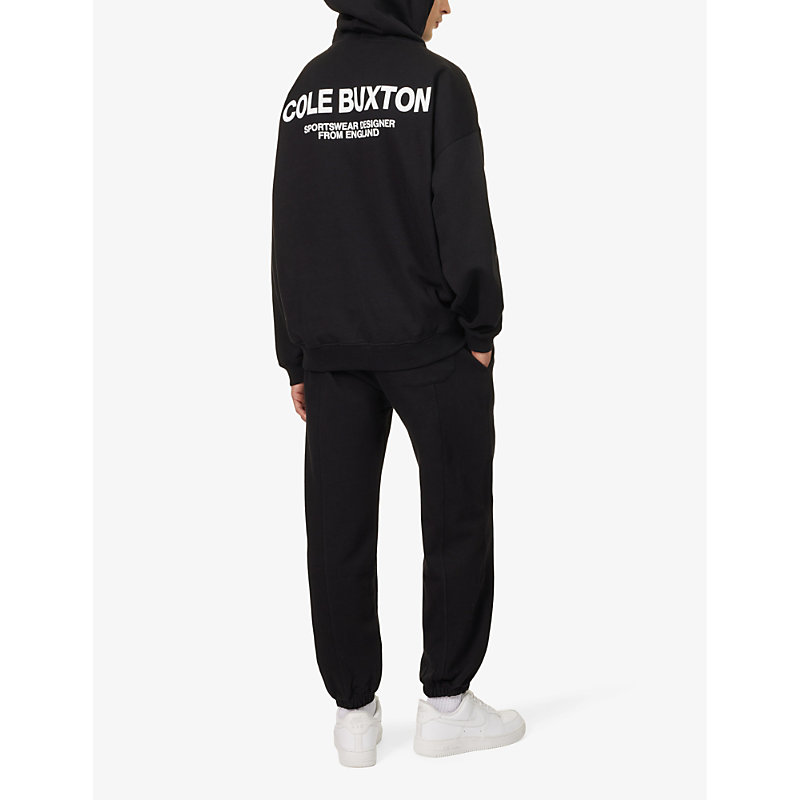 Shop Cole Buxton Cb Sportswear Logo-print Relaxed-fit Cotton-jersey Hoody In Black