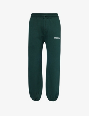 Cole Buxton Mens Forest Green Cb Sportswear Logo-print Cotton-jersey Jogging Bottoms