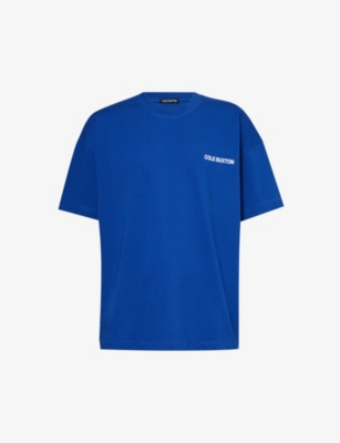 Shop Cole Buxton Men's Cobalt Blue Cb Sportswear Logo-print Relaxed-fit Cotton-jersey T-shirt