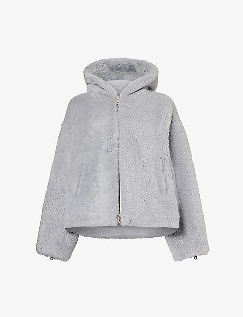 COLE BUXTON: Soft-curl hooded shearling jacket