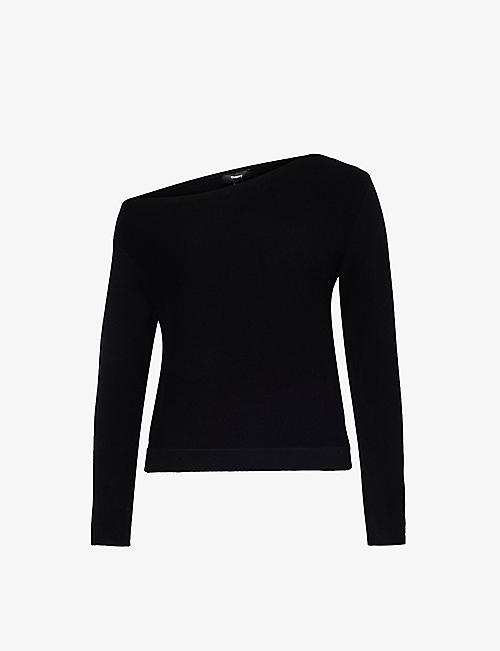 THEORY: Relaxed-fit asymmetric-neckline cashmere jumper