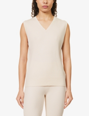 Shop Skin Women's Oatmeal Pixie V-neck Cotton-blend Sweater Vest